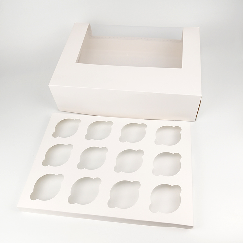 12 Cupcakes white paper box with window