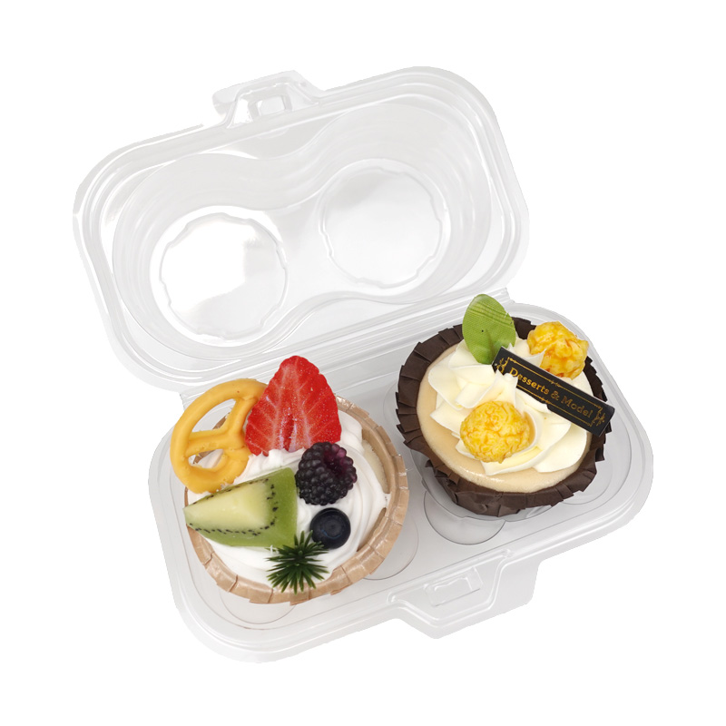 2 cupcake clear plastic container