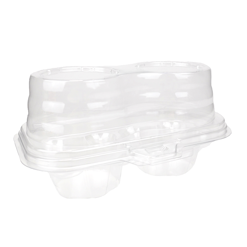 2 cupcake clear plastic container