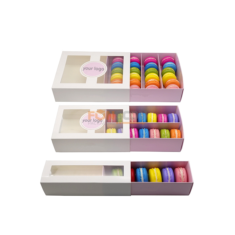 6 12 24 macarons paper boxes with top window