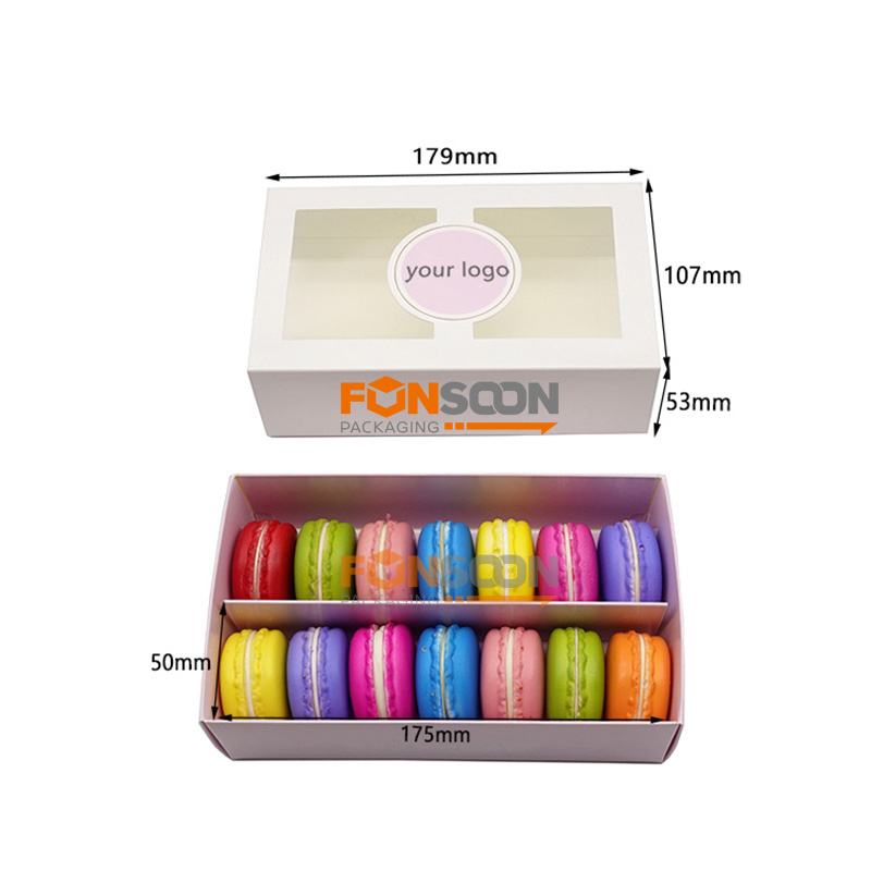 6 12 24 macarons paper boxes with top window