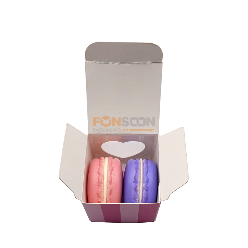 2 macaron paper box with heart window