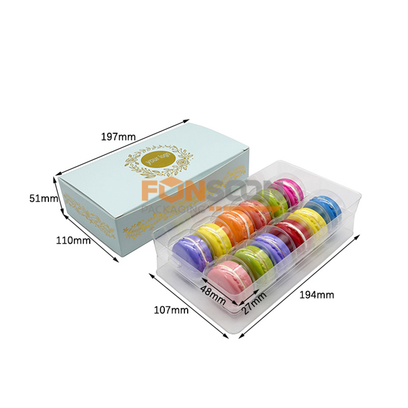 12 macarons paper packaging box with insert