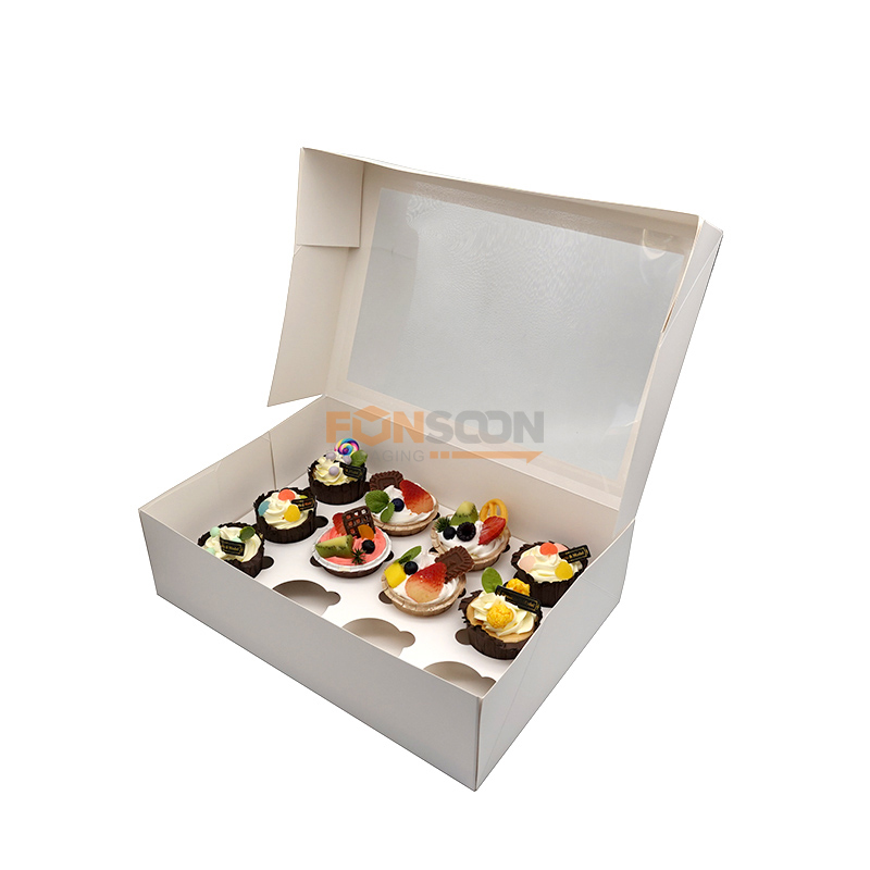 12 Cupcakes paper boxes with window