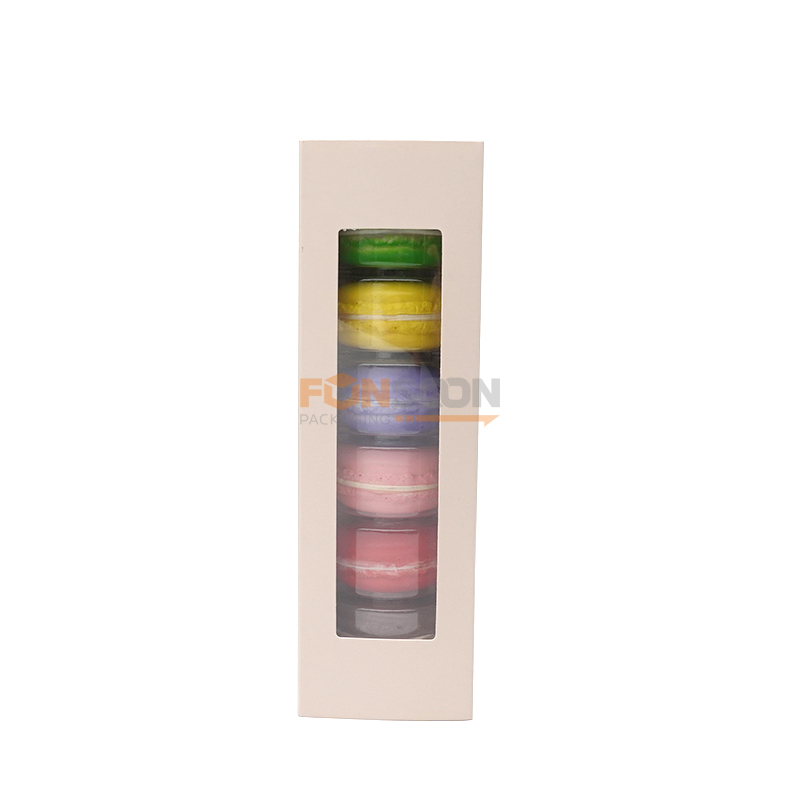 6 macaron paper drawer box with window