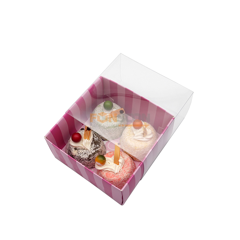 dessert cookie paper drawer box with clear lid