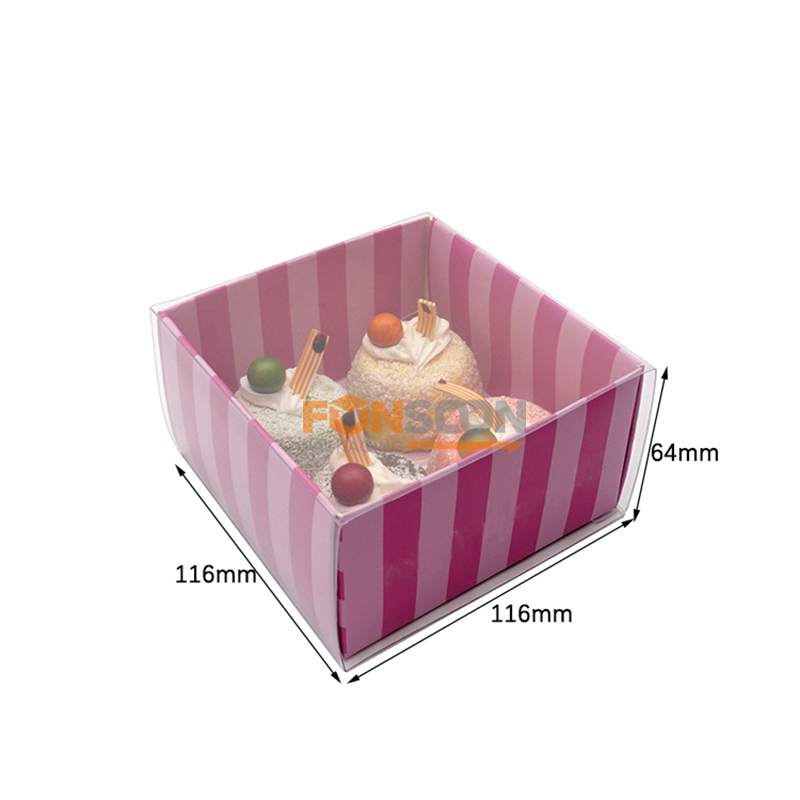 dessert cookie paper drawer box with clear lid