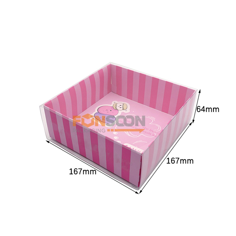 dessert cookie paper drawer box with clear lid