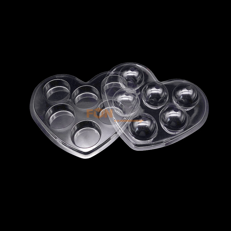 heart shaped truffle chocolate plastic tray