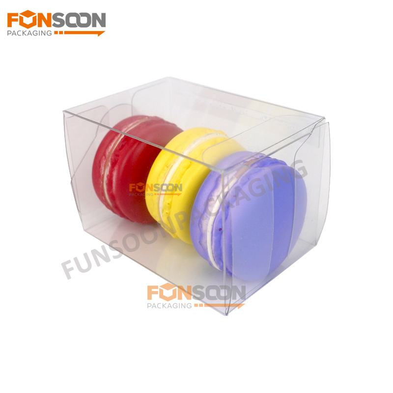 clear plastic folding box for 3 macaron cookies