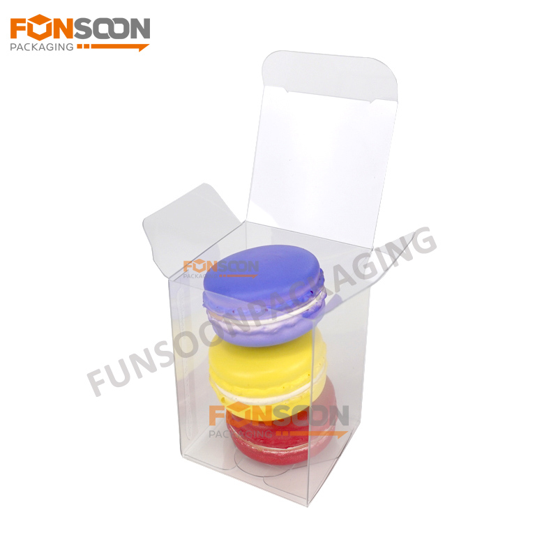 clear plastic folding box for 3 macaron cookies