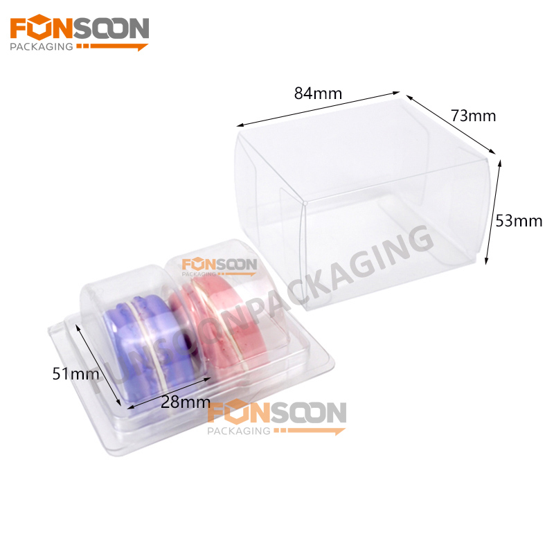 2 macarons clear plastic box 