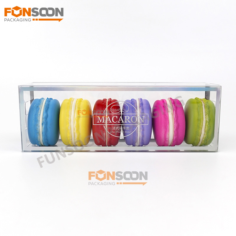 clear plastic folding box for 6 macaron cookies