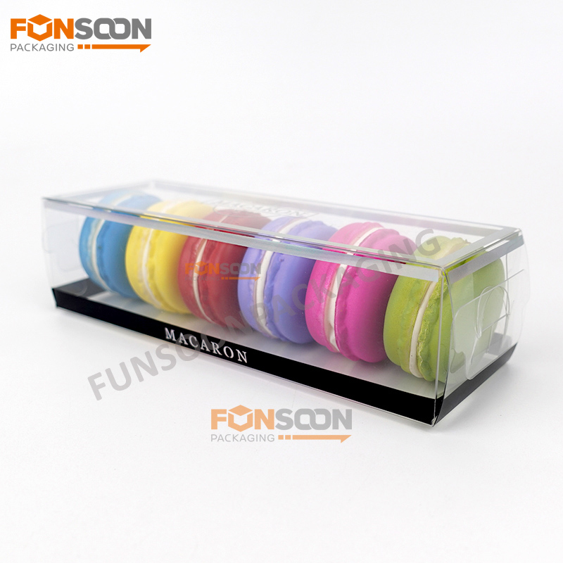 clear plastic folding box for 6 macaron cookies