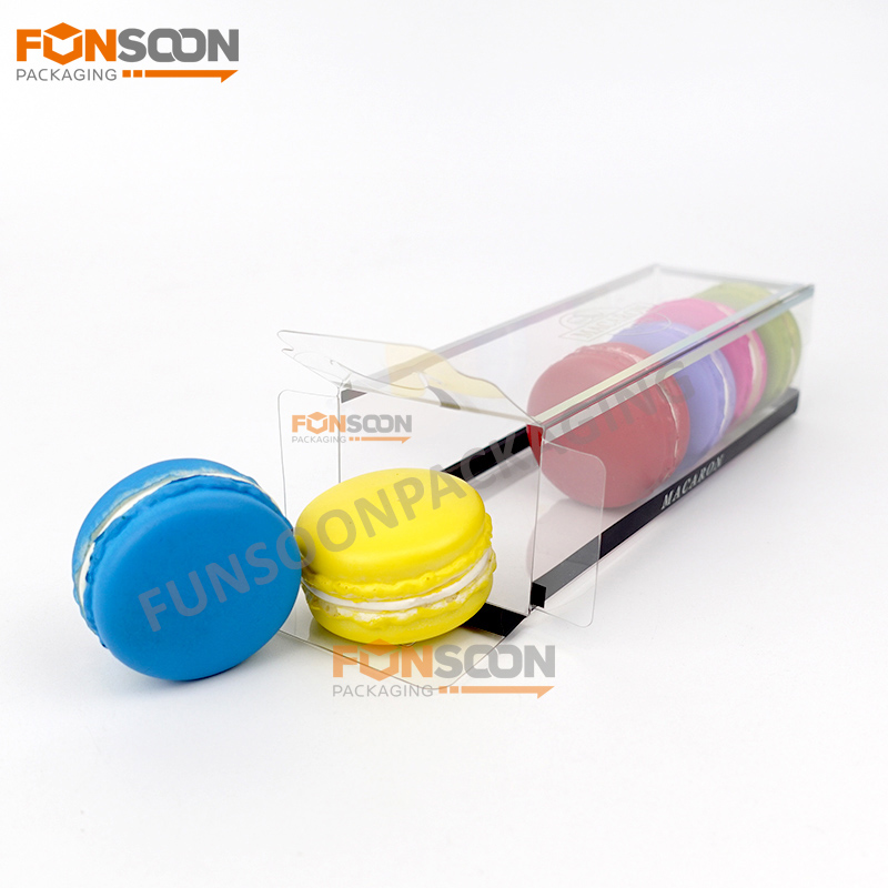 clear plastic folding box for 6 macaron cookies