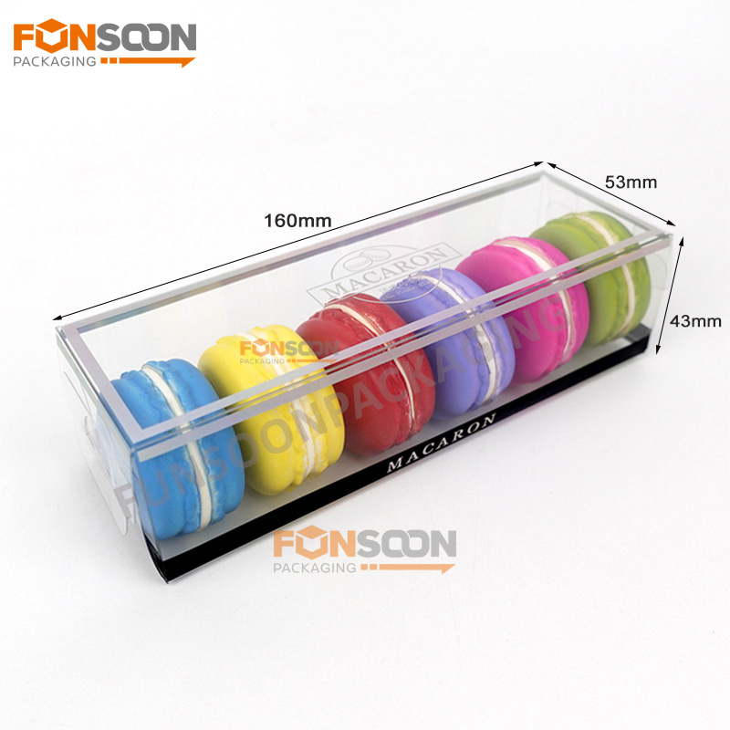 clear plastic folding box for 6 macaron cookies