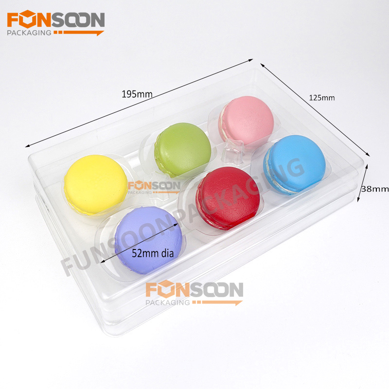 6 macarons clear plastic container