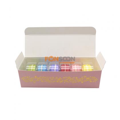 6 macarons paper packaging box with insert