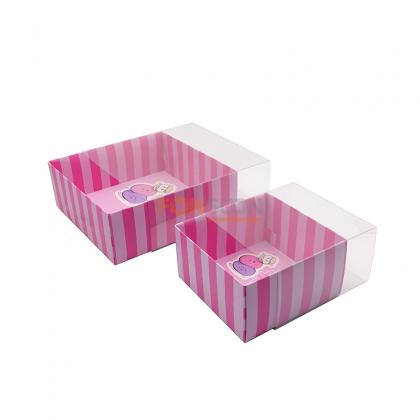 dessert cookie paper drawer box with clear lid