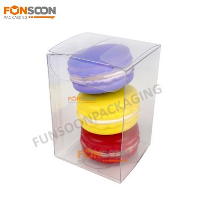 clear plastic folding box for 3 macaron cookies