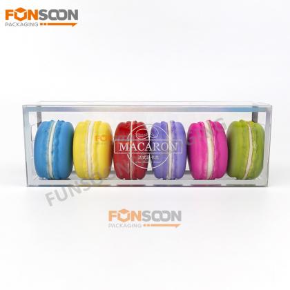 clear plastic folding box for 6 macaron cookies