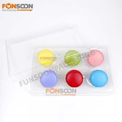 6 macarons clear plastic container